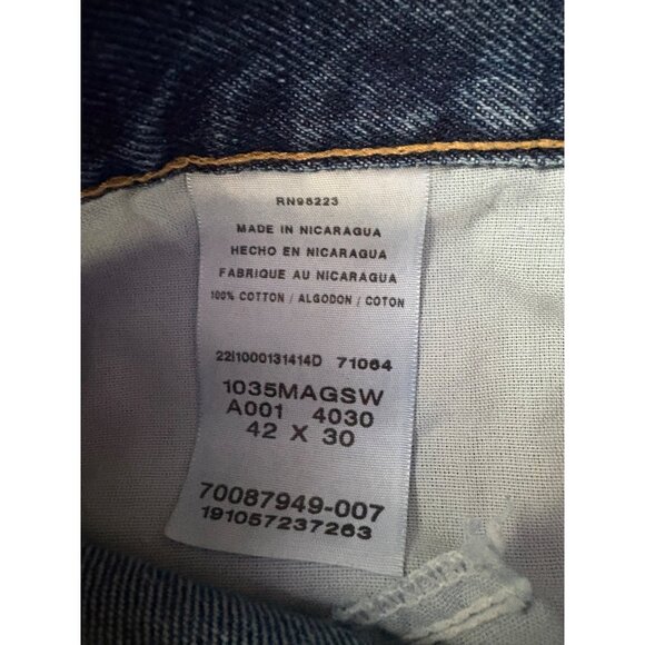 MAGELLAN MENS PLUS SIZE DENIM BLUE JEANS STRAIGHT LEG 42X30 100% COTTON WORK - Picture 8 of 9